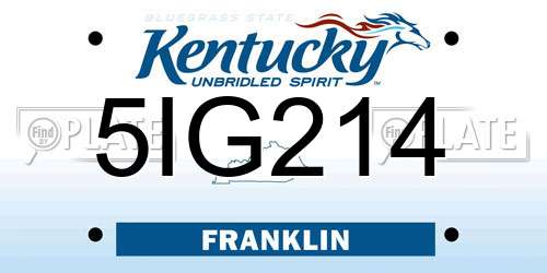 5IG214 Kentucky License Plate