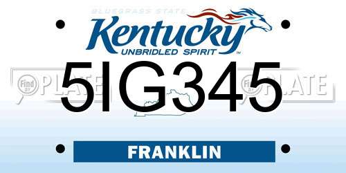 5IG345 Kentucky License Plate