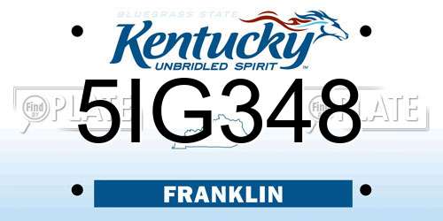 5IG348 Kentucky License Plate