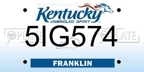 5IG574 Kentucky License Plate