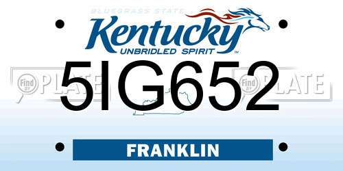 5IG652 Kentucky License Plate