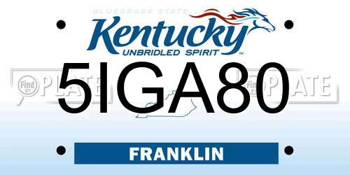 5IGA80 Kentucky License Plate