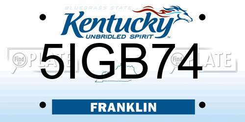 5IGB74 Kentucky License Plate