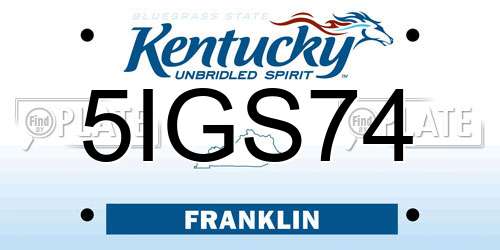 5IGS74 Kentucky License Plate