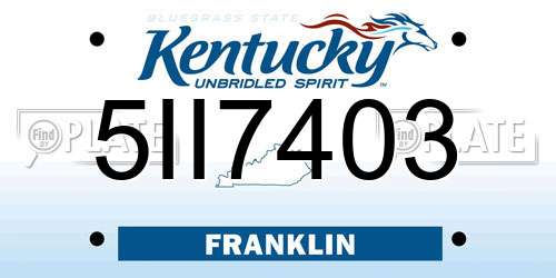 5II7403 Kentucky License Plate