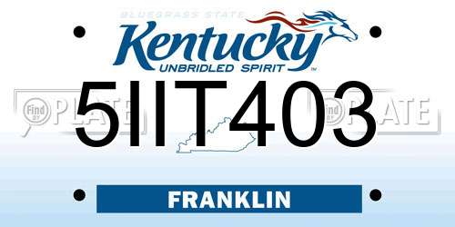5IIT403 Kentucky License Plate