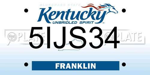 5IJS34 Kentucky License Plate