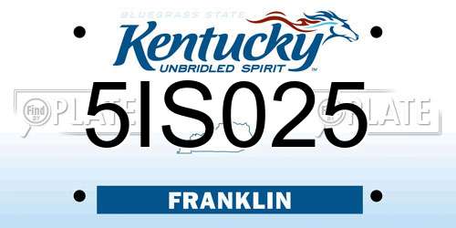 5IS025 Kentucky License Plate