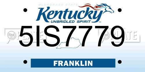 5IS7779 Kentucky License Plate
