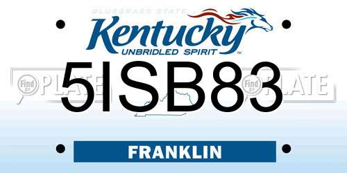 5ISB83 Kentucky License Plate