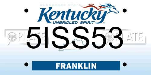 5ISS53 Kentucky License Plate
