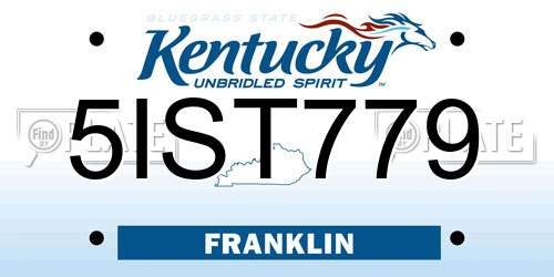 5IST779 Kentucky License Plate