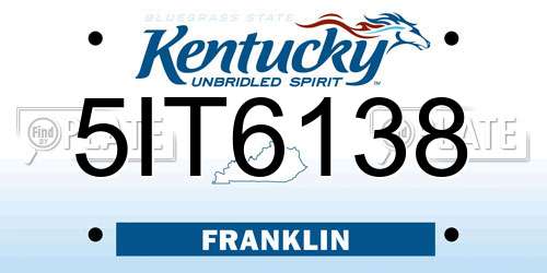 5IT6138 Kentucky License Plate