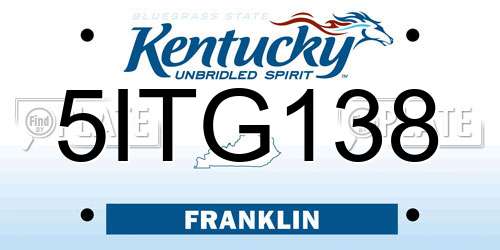 5ITG138 Kentucky License Plate