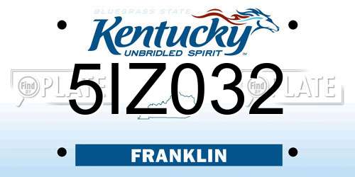 5IZ032 Kentucky License Plate