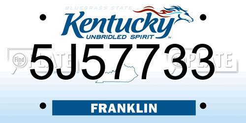 5J57733 Kentucky License Plate