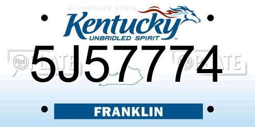 5J57774 Kentucky License Plate
