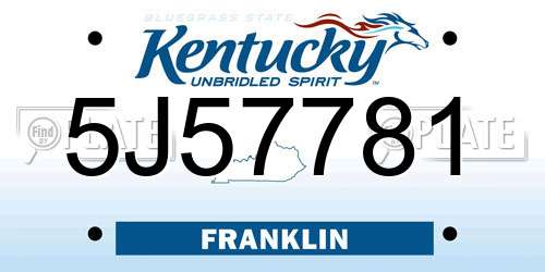 5J57781 Kentucky License Plate