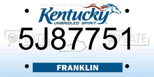 5J87751 Kentucky License Plate