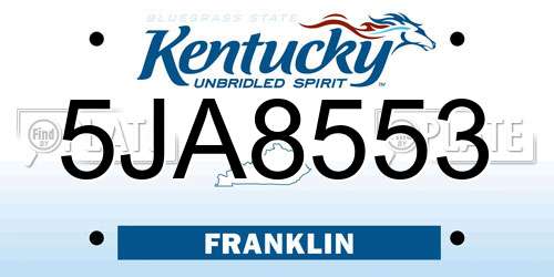 5JA8553 Kentucky License Plate