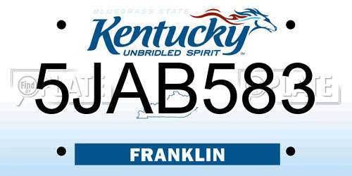 5JAB583 Kentucky License Plate