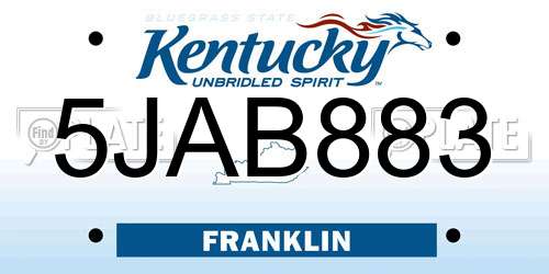 5JAB883 Kentucky License Plate