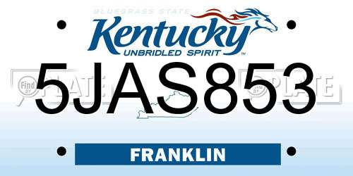5JAS853 Kentucky License Plate