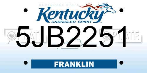 5JB2251 Kentucky License Plate