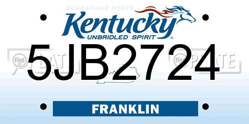 5JB2724 Kentucky License Plate