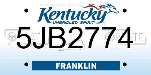 5JB2774 Kentucky License Plate