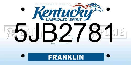 5JB2781 Kentucky License Plate