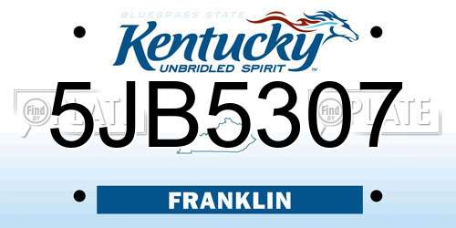5JB5307 Kentucky License Plate