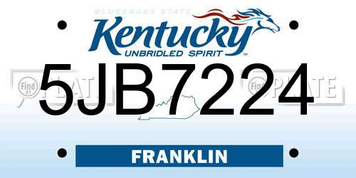 5JB7224 Kentucky License Plate