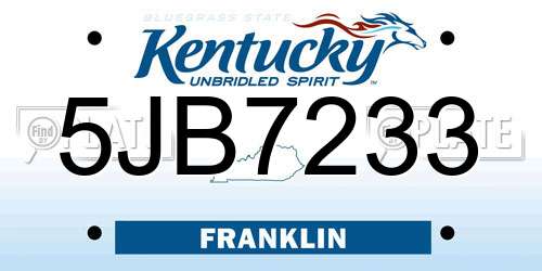 5JB7233 Kentucky License Plate