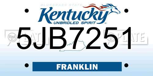 5JB7251 Kentucky License Plate