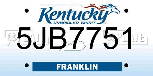 5JB7751 Kentucky License Plate