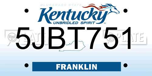 5JBT751 Kentucky License Plate