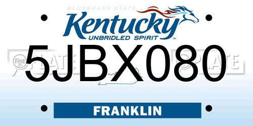 5JBX080 Kentucky License Plate