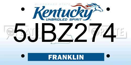 5JBZ274 Kentucky License Plate