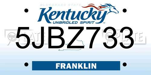 5JBZ733 Kentucky License Plate