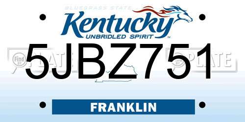 5JBZ751 Kentucky License Plate