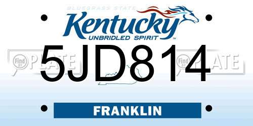 5JD814 Kentucky License Plate