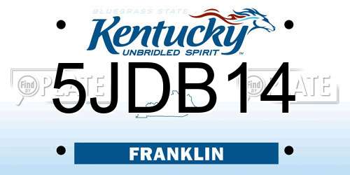 5JDB14 Kentucky License Plate