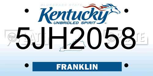 5JH2058 Kentucky License Plate