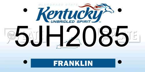 5JH2085 Kentucky License Plate