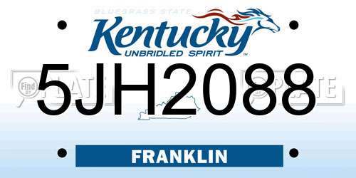 5JH2088 Kentucky License Plate