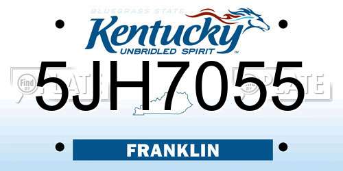 5JH7055 Kentucky License Plate