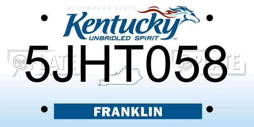 5JHT058 Kentucky License Plate