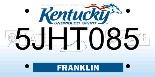 5JHT085 Kentucky License Plate