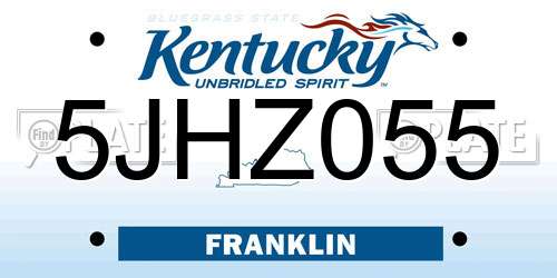 5JHZ055 Kentucky License Plate
